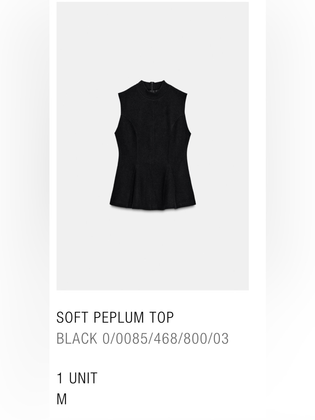 Nwt Zara Soft Peplum Top - Black